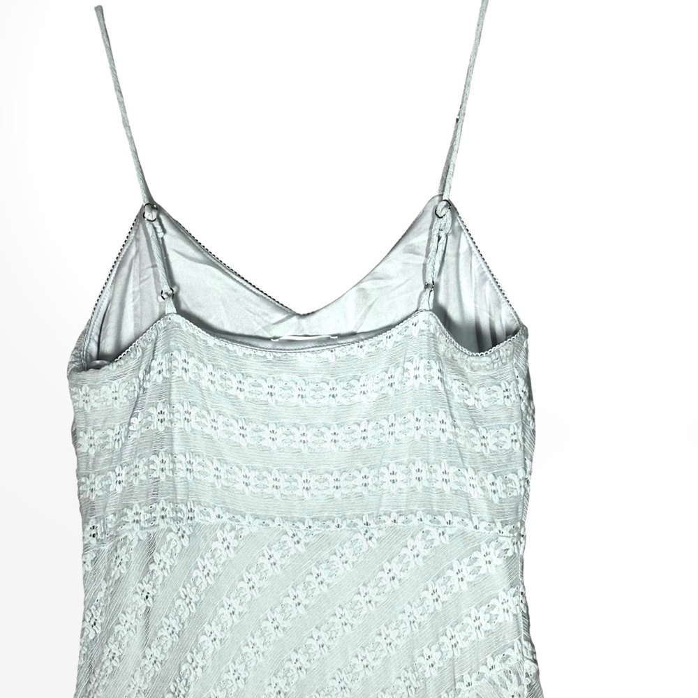 Kirious Y2K Slip Dress Sz M Stretch Embroidered Lace Mint Green Midi Strappy - Picture 7 of 11